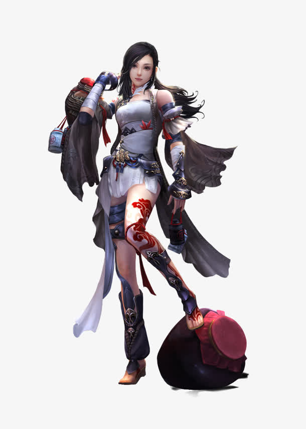 白衣酒坛女子立绘游戏人物