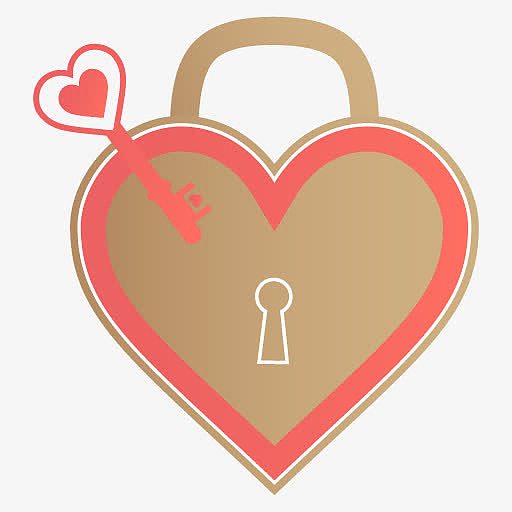 钥匙锁心情人节心形图标