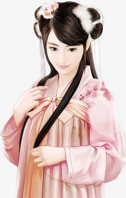 粉红色衣服女子古风立绘