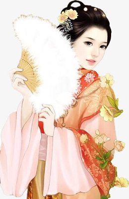 古风羽毛扇子女子古风立绘半身像