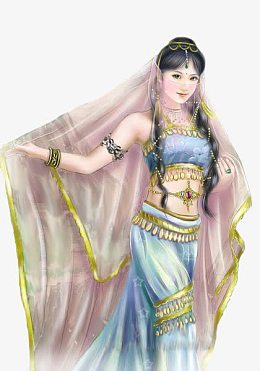 蒙面西域美女手绘古风