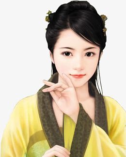 黄衣善良女子古风手绘