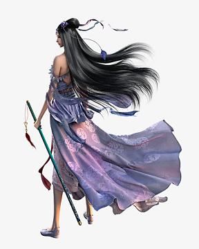 拿剑仙女背影古风手绘