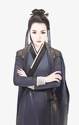黑衣女侠士古风手绘