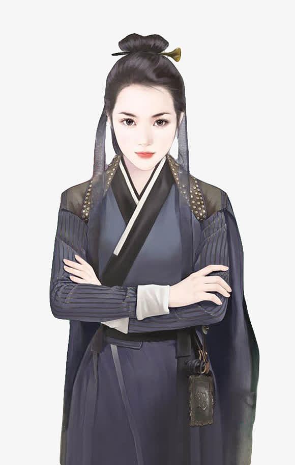 黑衣女侠士古风手绘