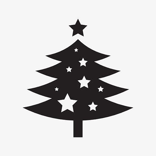 黑色星星圣诞树剪影海报背景