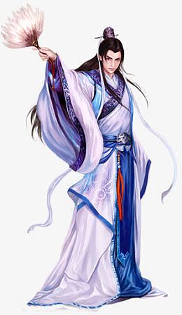 执羽毛扇的男子手绘古风