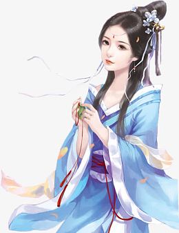 拿玉佩的美女古风手绘
