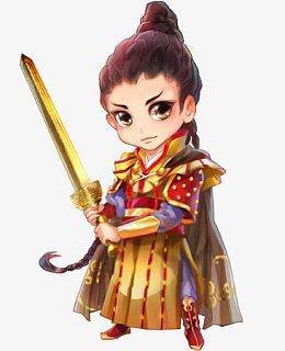 卡通可爱执剑将军古风手绘
