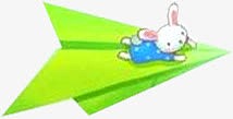 纸飞机兔子向右飞六一儿童节主题素材