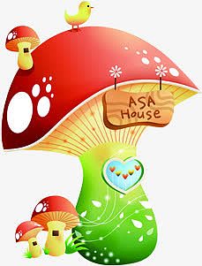蘑菇卡通蘑菇小鸟