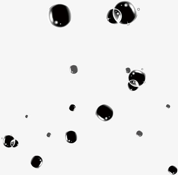 黑色白斑点小球和透明泡泡素材