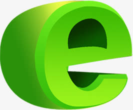 e小写绿色立体艺术字