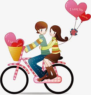 自行车情侣卡通图