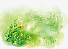 绿色水墨草地海报背景七夕情人节