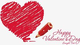 happy Valentine's Day快乐情人节蜡笔红色