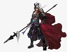 拿长枪的黑甲将军古风手绘
