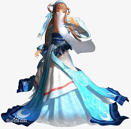 秦时明月蓝衣少女古风手绘
