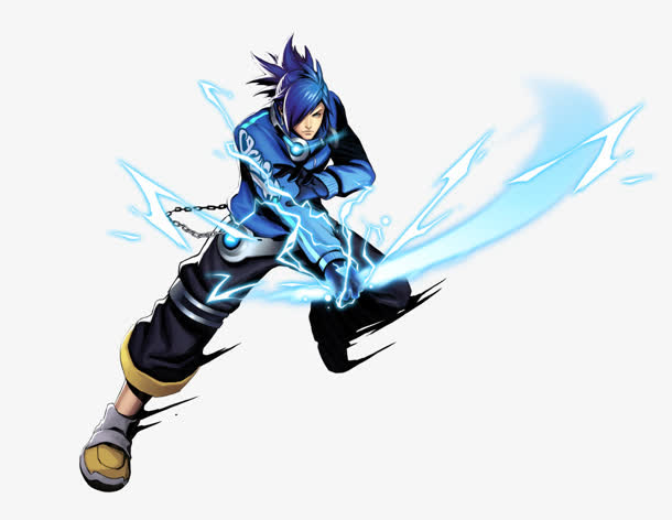 蓝色头发的魔导战士