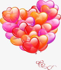 卡通红橙紫爱心气球