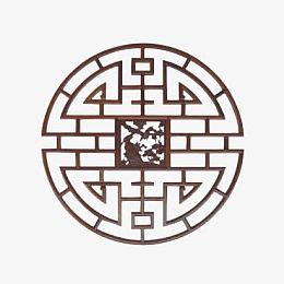 中国古风圆形木质花窗