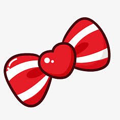红色条纹卡通爱心蝴蝶结