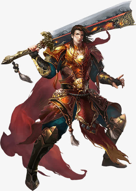 卡通铠甲战士扛着巨刀