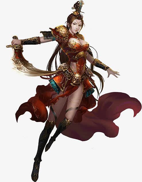 拿着弯刀的古装女战士