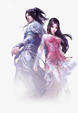 相靠背古风男女立绘人物