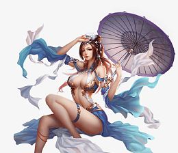 拿着伞的大胸美女