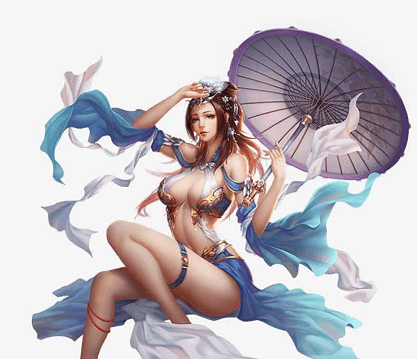 拿着伞的大胸美女