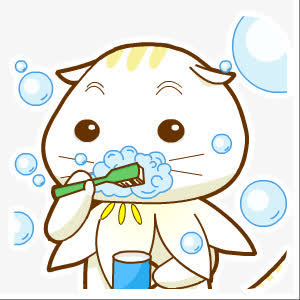 刷牙卡通小猫