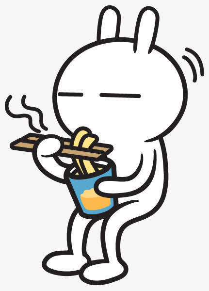 吃面的卡通白色兔子