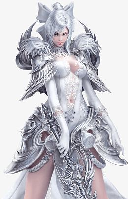 白色盔甲女战士手绘游戏
