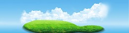 蓝天白云绿地背景banner