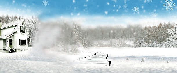 树林冬季雪景背景