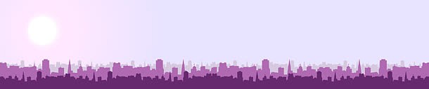 紫色城市剪影banner背景