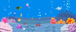 卡通海底海洋鱼群珊瑚背景banner