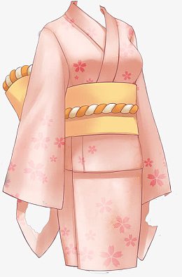 卡通粉色和服元素