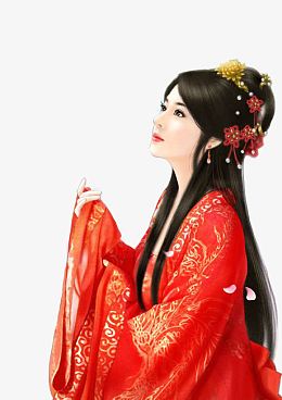 大红衣服古风美女立绘人物