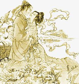 古风简笔画牛郎织女相会元素