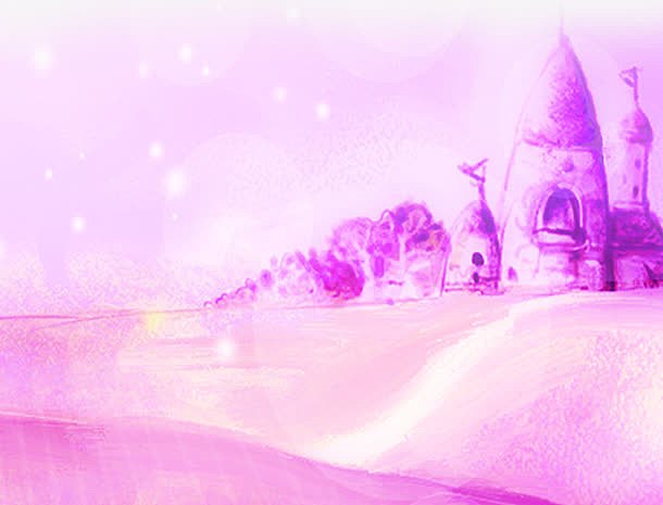 紫色手绘梦幻城堡七夕情人节海报背景