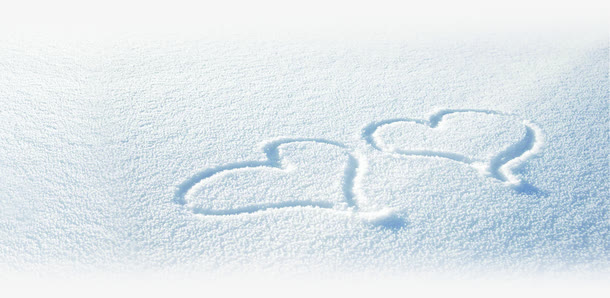 白色雪地上的爱心图案七夕情人节