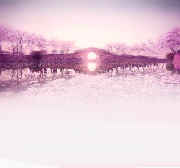 紫色桥梁中国风海报背景七夕情人节