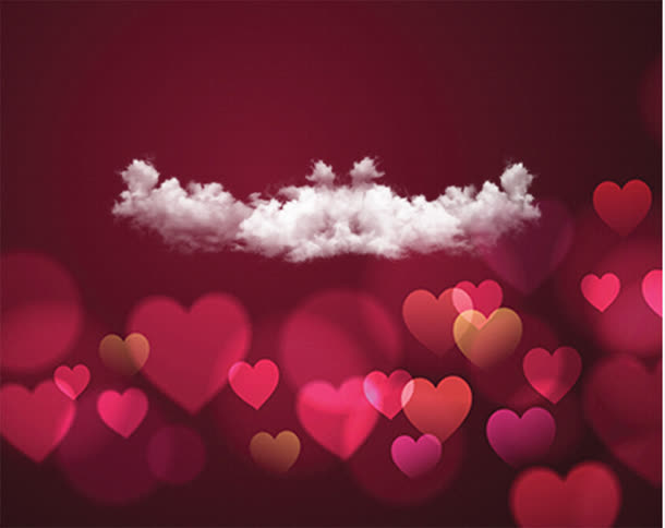 红色爱心云朵海报背景七夕情人节