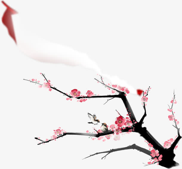 手绘梅花枝元素免抠素材免费下载_觅元素51yuansu.com