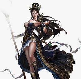黑衣法术美女古风手绘