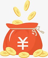 红色钱袋卡通掉落金币