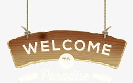 welcome欢迎木牌悬挂卡通