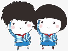 蓝色卡通水手服少女少年